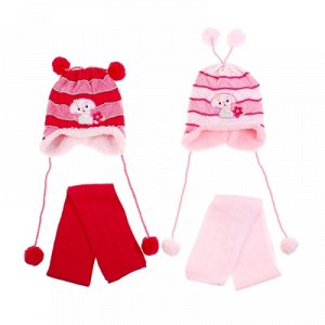 Комплект зимний (шапка, шарф) 130, розовый, размер 46-48 см (1-2 года)