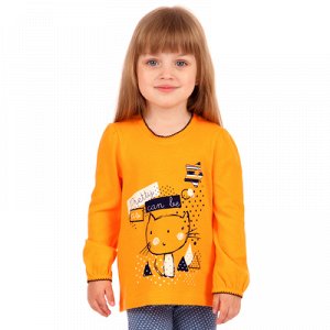 Джемпер для девочки "Мурлыка", рост 104 см (54), цвет оранжевый, принт кот ДДД041067