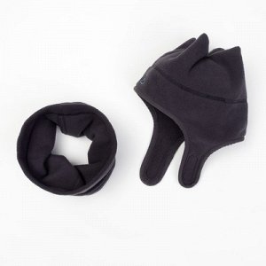 Комплект (шапка и шарф-снуд), серый, 5-6