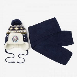 Комплект зимний (шапка, шарф) А.157, т. Синий, р-р 46-48 см (1-2 года)