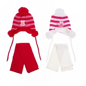 Комплект зимний (шапка, шарф), бордовый, размер 42-44 см (3-6 мес)