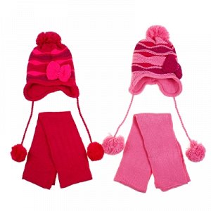 Комплект зимний (шапка, шарф) 136, бордово-розовый, размер 50-52 см (3-4 года)