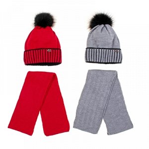 Комплект зимний (шапка, шарф) 137, серый, размер 50-52 см (3-4 года)