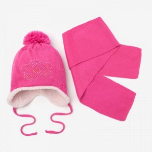 Комплект зимний (шапка, шарф) А.109, розовый, р-р 42-44 см (3-6 мес)