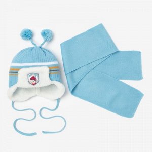Комплект зимний (шапка, шарф) А.146, т. голубой, р-р 42-44 см (3-6 мес)