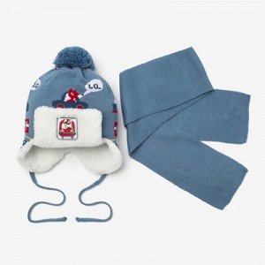 Комплект зимний (шапка, шарф) А.153, т.голубой, р-р 42-44 см (3-6 мес)
