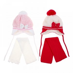 Комплект зимний (шапка, шарф) 124, розовый, размер 46-48 см (1-2 года)