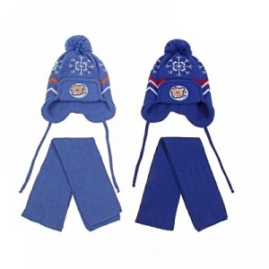 Комплект зимний (шапка, шарф) 124, голубой, размер 42-44 см (3-6мес)