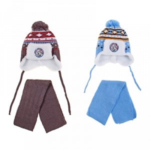Комплект зимний (шапка, шарф) 157, серый, размер 46-48 см (1-2 года)