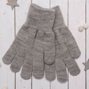 Перчатки одинарные для девочки, размер 14, цвет серый 6с177