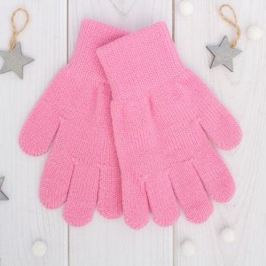 Перчатки одинарные для девочки, размер 14, цвет розовый 6с177