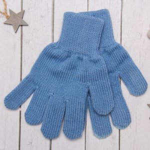 Перчатки одинарные для девочки, размер 14, цвет голубой 6с177