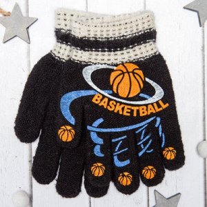 Перчатки детские с шерстью "Collorista" р-р 14 Баскетбол МИКС, утепленные