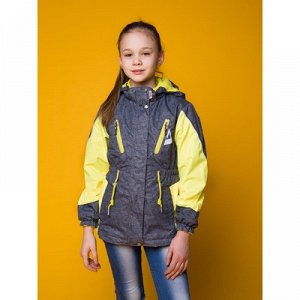 Куртка для девочки "Лана", рост 134 см, цвет серый/жёлтый 17/OA-3JK508-2