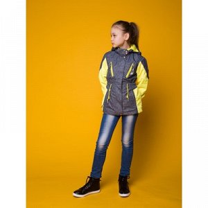 Куртка для девочки "Лана", рост 122 см, цвет серый/жёлтый 17/OA-3JK508-2