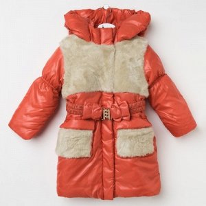 Пальто для девочки "Пушок", рост 110 см, цвет коралловый Д016