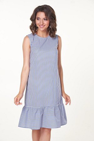 Платье Сью №12.Цвет:белый/синяя полоска