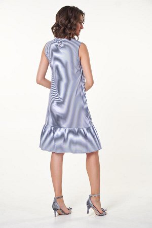 Платье Сью №12.Цвет:белый/синяя полоска