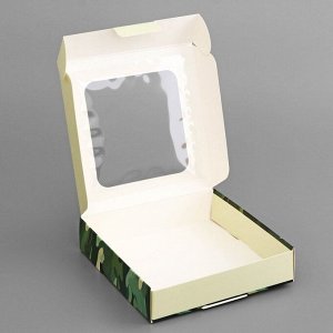 Коробка подарочная сборная с окном, упаковка, «Камуфляж», 13x13x3 см