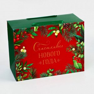 Сумка-коробка "Счастливого нового года", 27 х 20 х 13 см 10544286