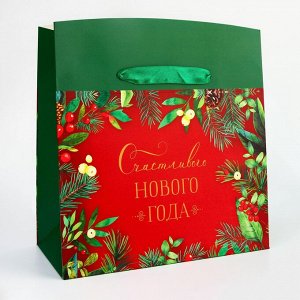 Сумка-коробка "Счастливого нового года", 27 х 20 х 13 см 10544286