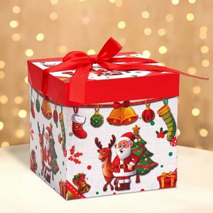 Коробка Самосборная "Дед мороз и Елка" 15х15х15 см 10724301