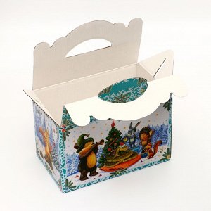 Подарочная коробка "Лесные гости" новогодняя Чемоданчик средний  20 x 12 x 19 см 10653023