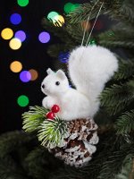 Новогодняя игрушка-подвеска &quot;Белочка&quot;, белая