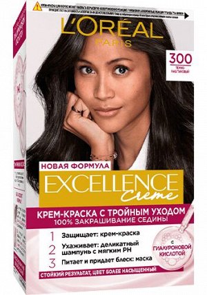 Лореаль Стойкая крем-краска для волос Excellence, оттенок 3.00, темно-каштановый,Loreal