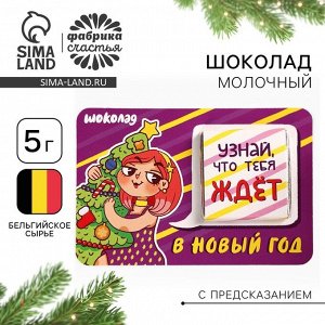 Фабрика счастья Шоколад новогодний с предсказанием «Узнай что тебя ждет», 5 г.