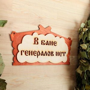 Табличка для бани "В бане генералов нет" в виде избы 30х17см МИКС