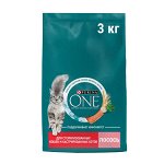 Purina One сухой корм для взрослых стерилизованных кошек с лососем 3 кг