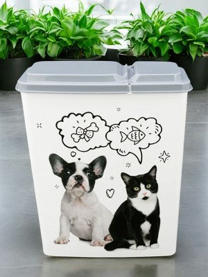 КОНТЕЙНЕР ДЛЯ КОРМА С ДЕКОРОМ LUCKY PET 2,3Л (Серый)