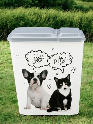 КОНТЕЙНЕР ДЛЯ КОРМА С ДЕКОРОМ LUCKY PET 2,3Л (Серый)
