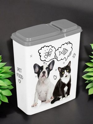 КОНТЕЙНЕР ДЛЯ КОРМА С ДЕКОРОМ LUCKY PET 2,3Л (Серый)