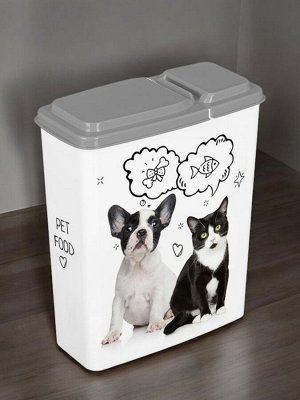 КОНТЕЙНЕР ДЛЯ КОРМА С ДЕКОРОМ LUCKY PET 2,3Л (Серый)