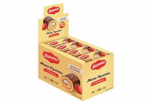 «Яшкино», мини-рулет бисквитный «Клубничный», 35 г (упаковка 12 шт)