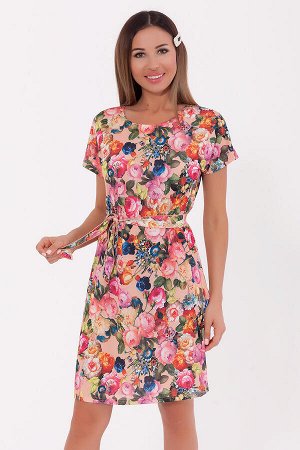 #70691 Платье Персиковый/цветы