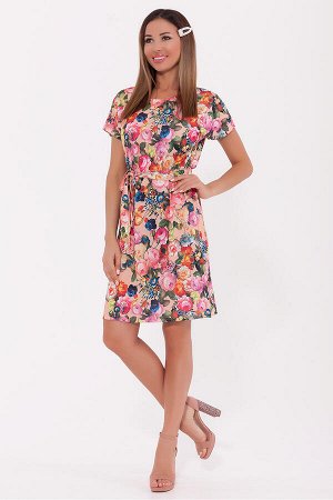 #70691 Платье Персиковый/цветы
