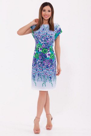#70254 Платье Синий/Сиреневые цветы
