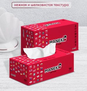 Салфетки бумажные "Maneki" Red, 2 слоя, белые, 250 шт./коробка