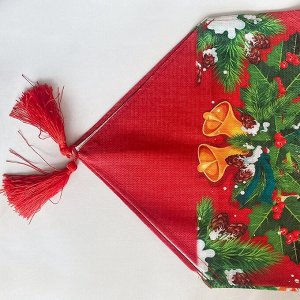 Скатерть-дорожка на стол с кисточками, новогодний декор