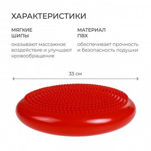 Подушка балансировочная ONLYTOP, массажная, d=35 см, цвета МИКС