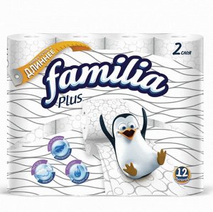 Туалетная бумага "Familia Plus" Волшебный цветок белая с рисунком 2 слоя, 12 шт