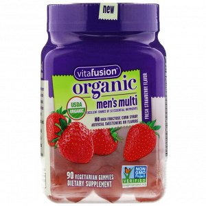 VitaFusion, Organic Mens&amp;#x27 -  Multi, Fresh Strawberry, 90 Vegetarian Gummies