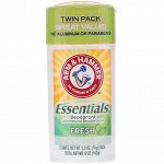 Arm &amp; Hammer, Натуральный дезодорант Essentials, свежий, для мужчин и женщин, два в упаковке, по 71 г каждый