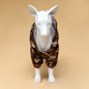 Комбинезон для собак, демисезонный с подкладом, размер ХS (ДС 22, Ог 34 см), камуфляжный