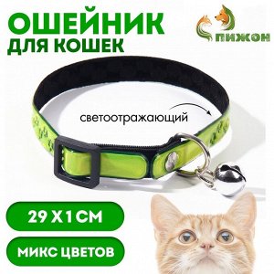 Ошейник светоотражающий "Следы лапок", 29 х 1 см, микс цветов