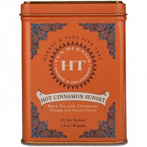 Harney & Sons, Hot Cinnamon Sunset, чайная смесь HT, пряный чай с корицей, 20 пакетиков, 40 г (1,4 унции)