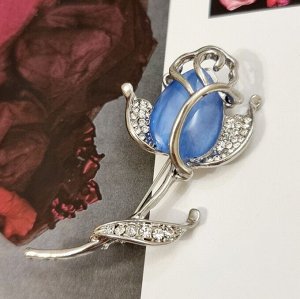 Брошь Роза со стразами, цвет голубой, арт. 748.297